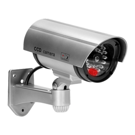 CCTV-Überwachungskamera-Attrappe, batteriebetrieben, silber