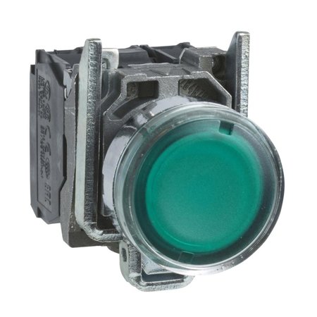 Drucktaster, flach, grün LED 24V Metall- Schneider XB4BW33B5