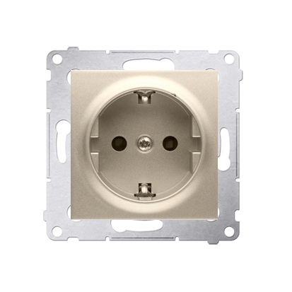 Einzelsteckdose Schuko-Erdung (Modul) 16A 250V Schnellklemmen gold matt 54 DGSz1CZ.01/44